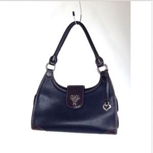 Brighton Shoulder Bag Black Peebled Leather J-343